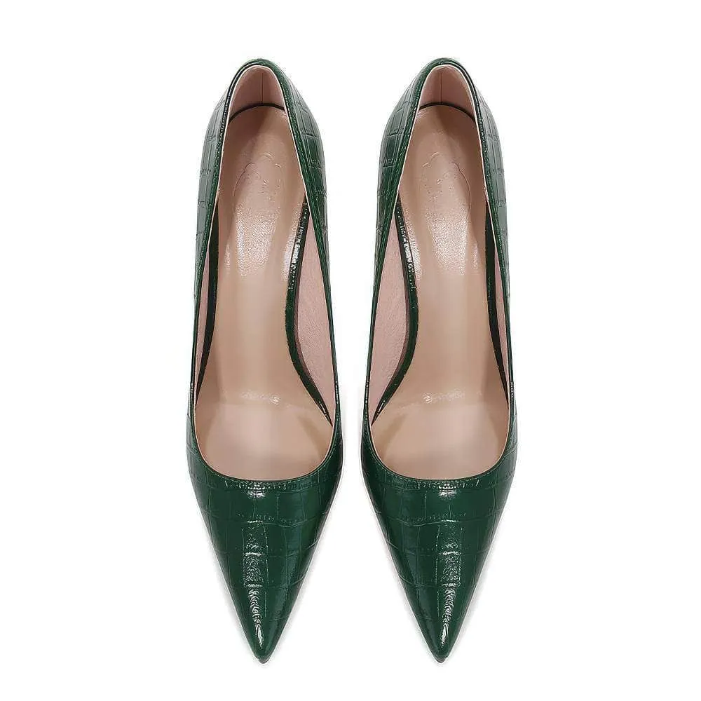 Pointy Toes Croc Skin Stiletto Heels
