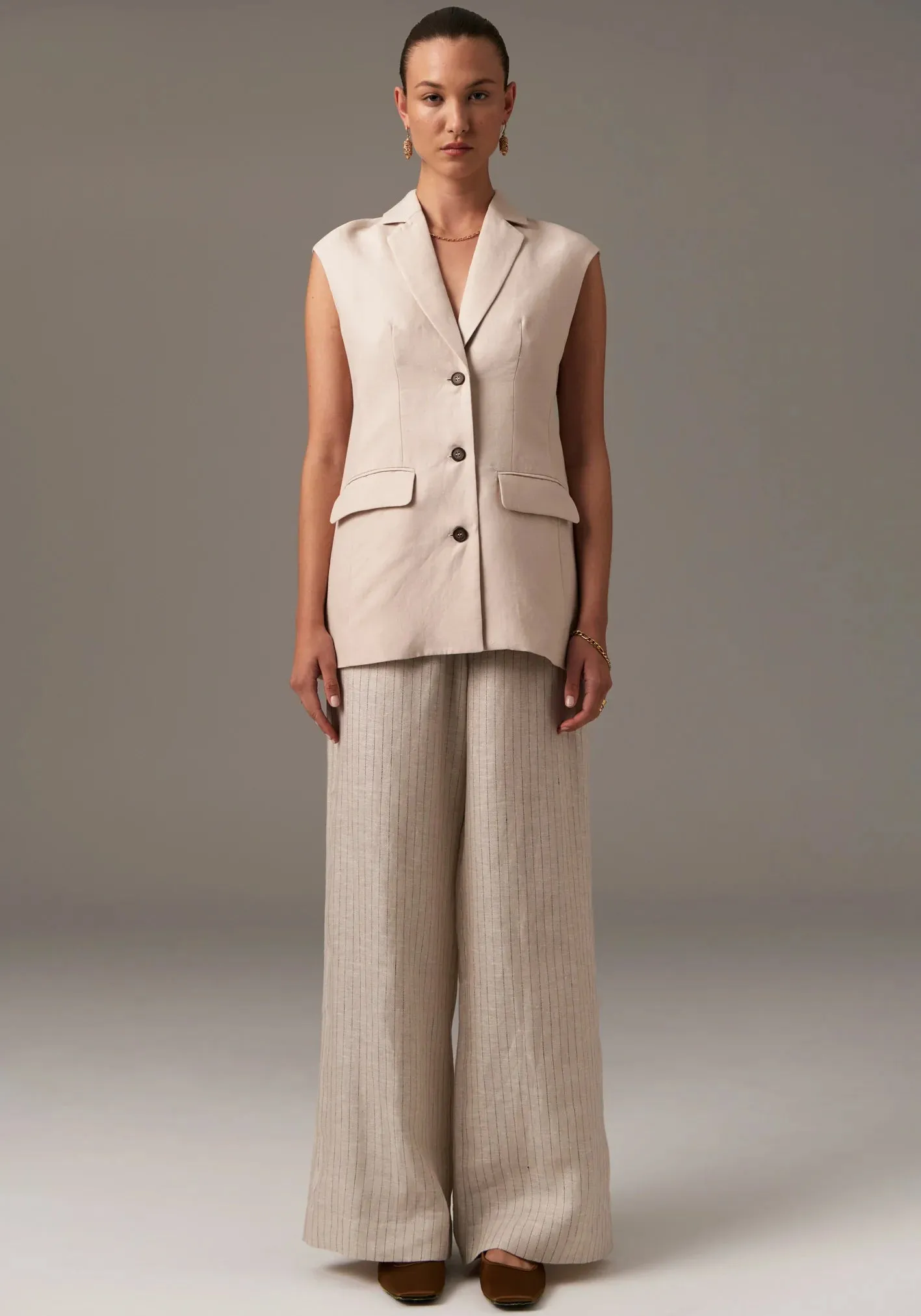 POL, Theo Pinstripe Pant | Pebble Pinstripe