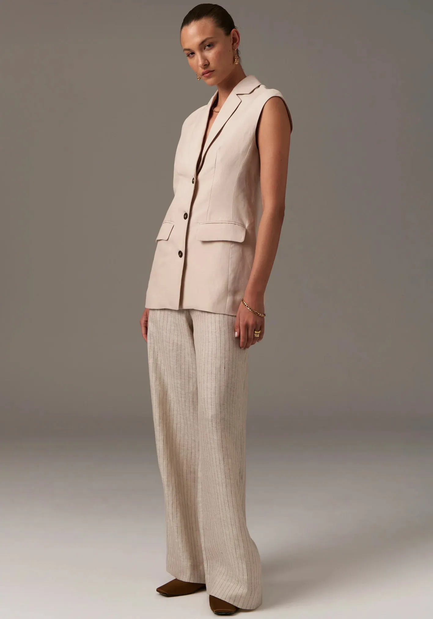 POL, Theo Pinstripe Pant | Pebble Pinstripe