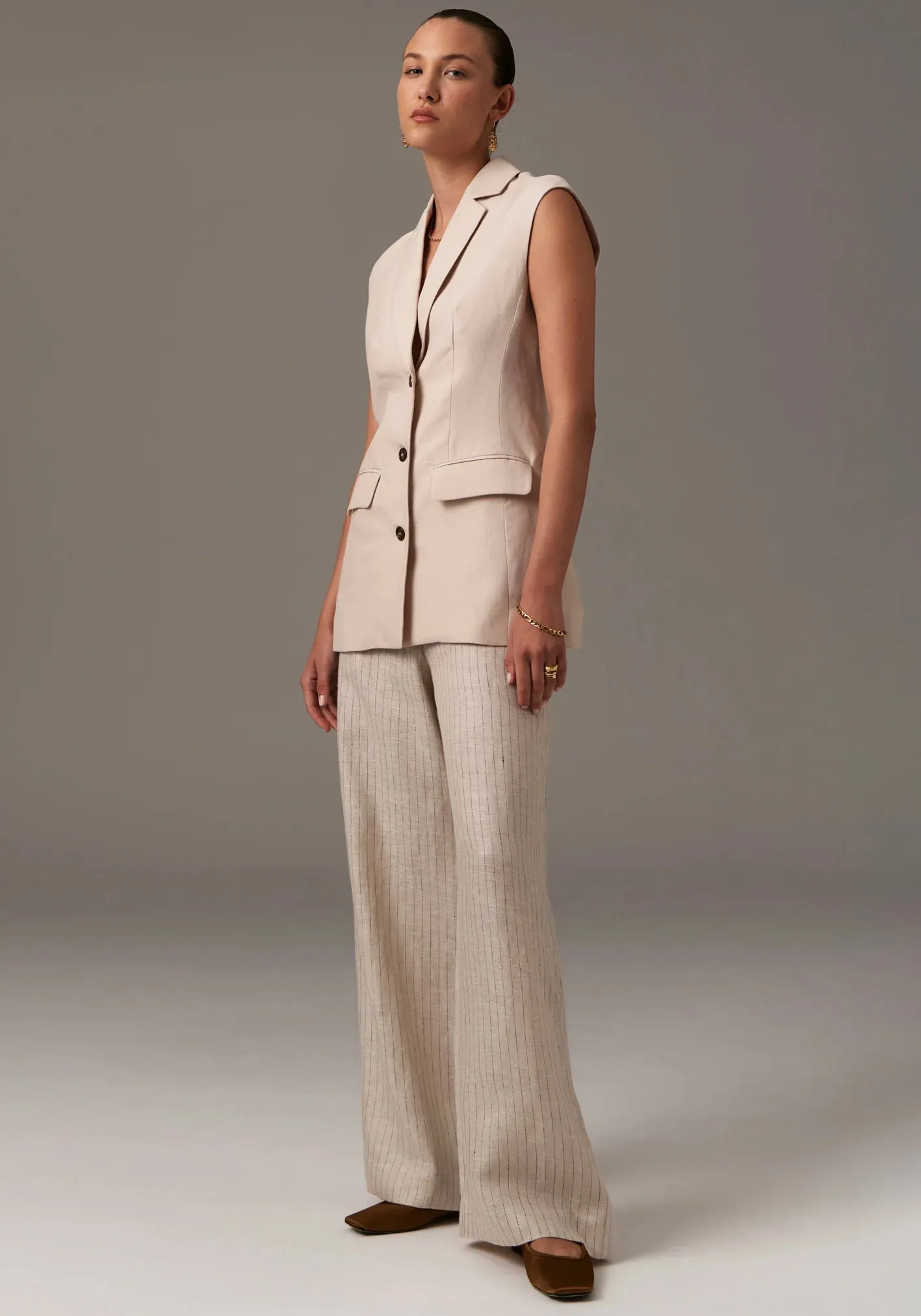 POL, Theo Pinstripe Pant | Pebble Pinstripe