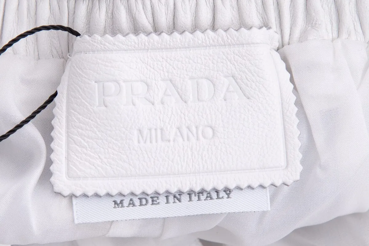 Prada White Leather Shorts SZ 38