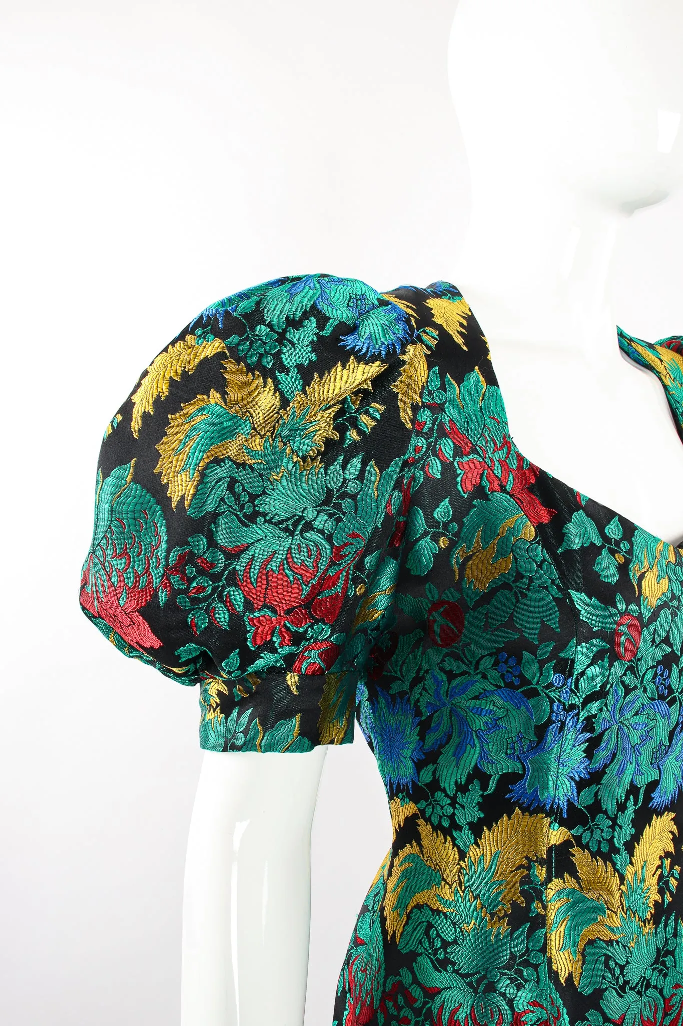 Puff Sleeve Brocade Dress