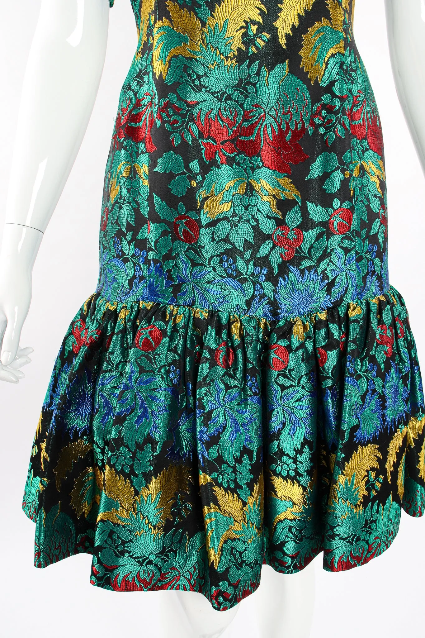 Puff Sleeve Brocade Dress
