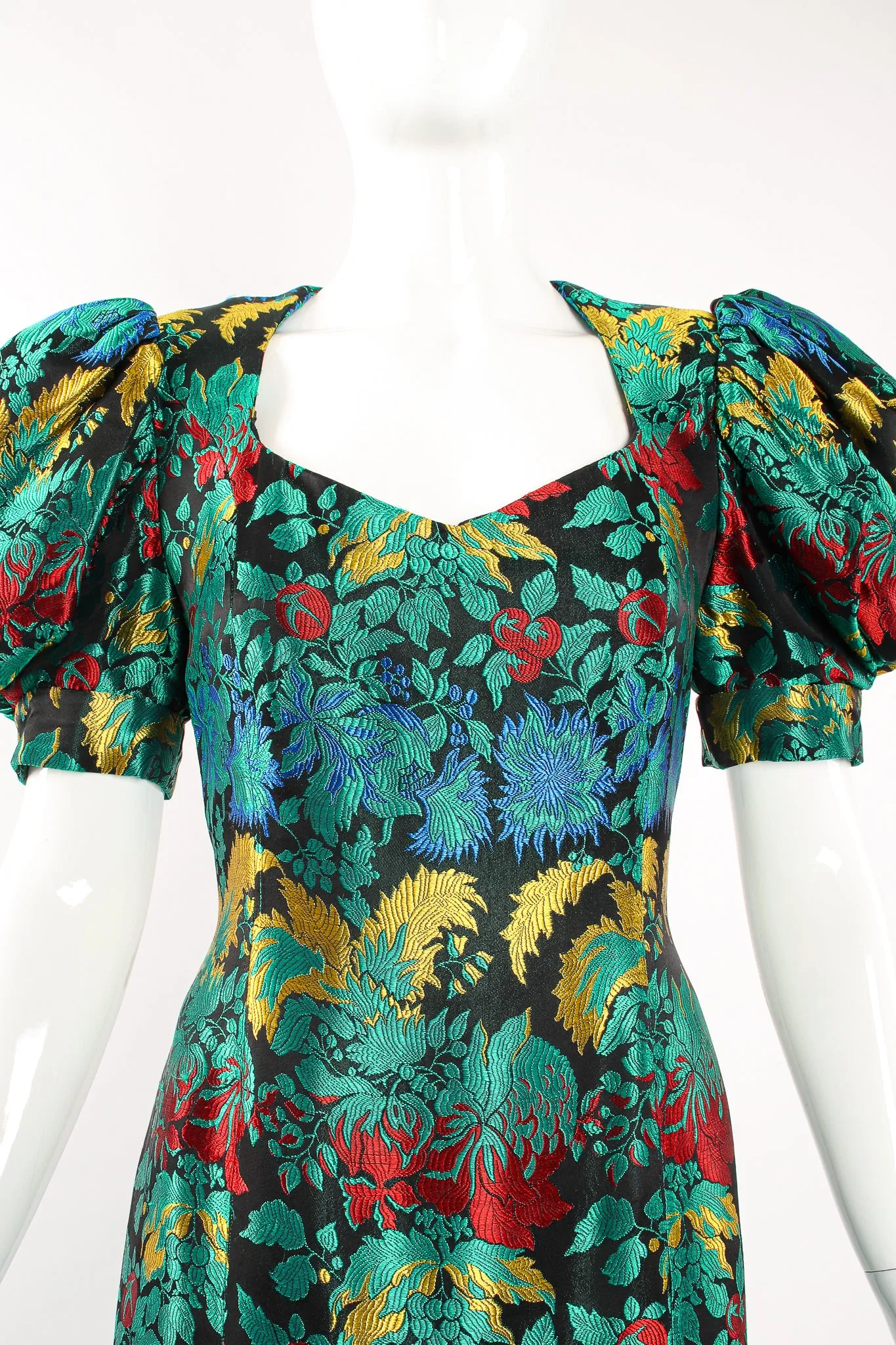 Puff Sleeve Brocade Dress
