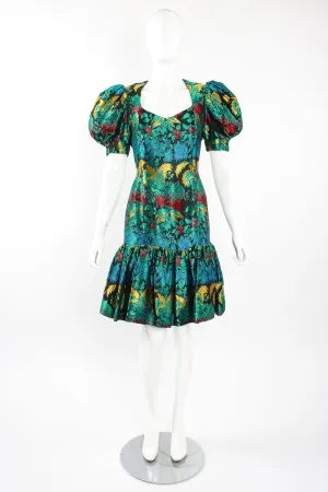 Puff Sleeve Brocade Dress