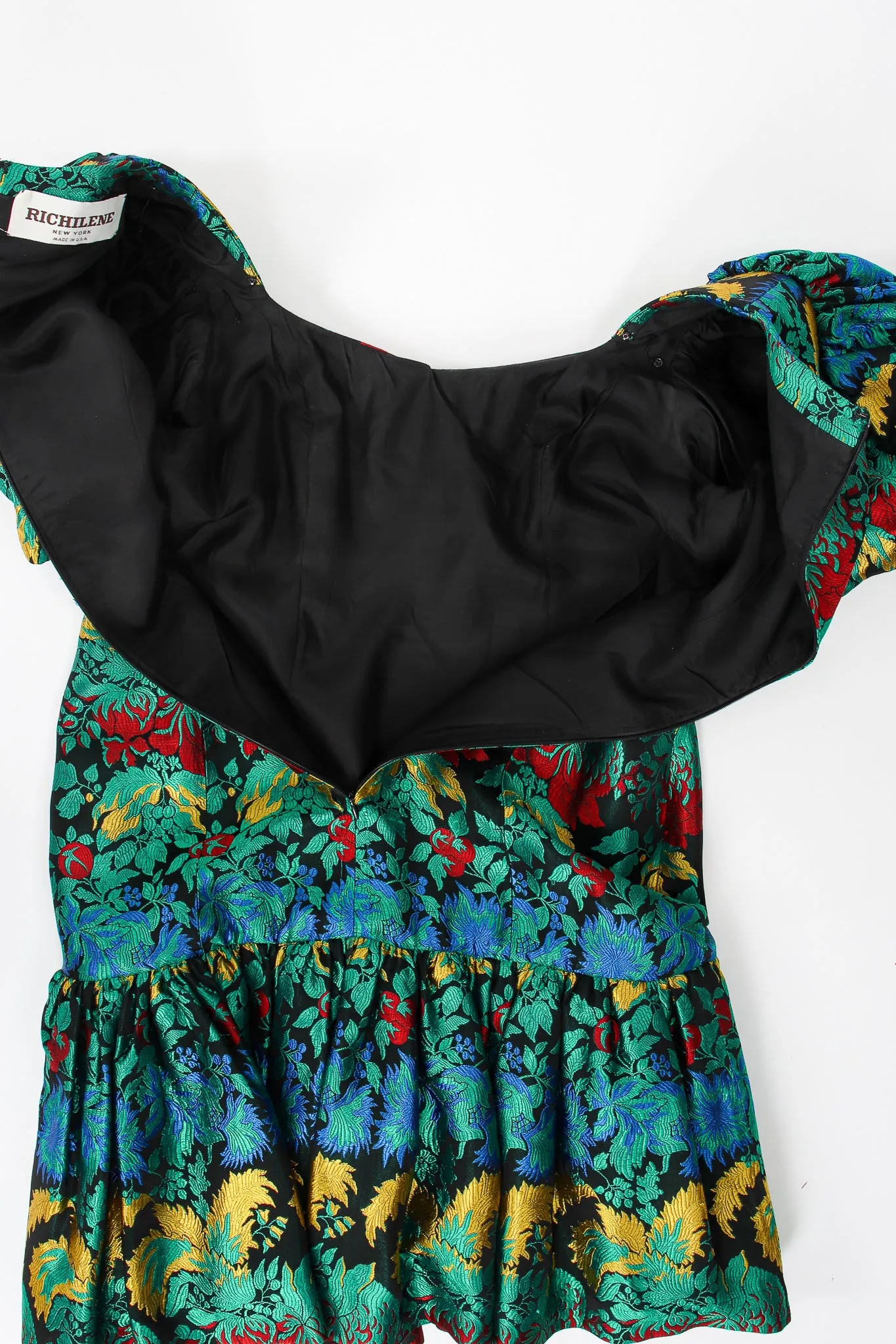 Puff Sleeve Brocade Dress