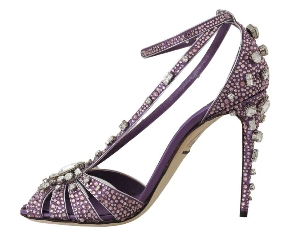 Purple Silk Crystal Strass Sandals