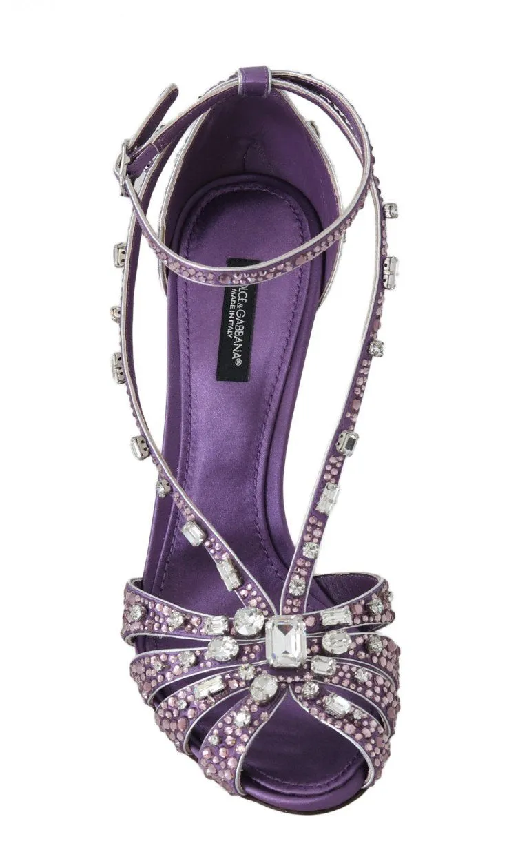 Purple Silk Crystal Strass Sandals