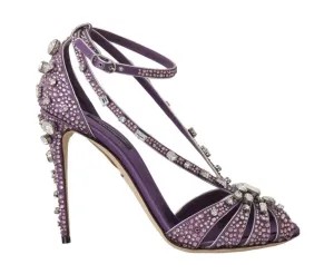 Purple Silk Crystal Strass Sandals
