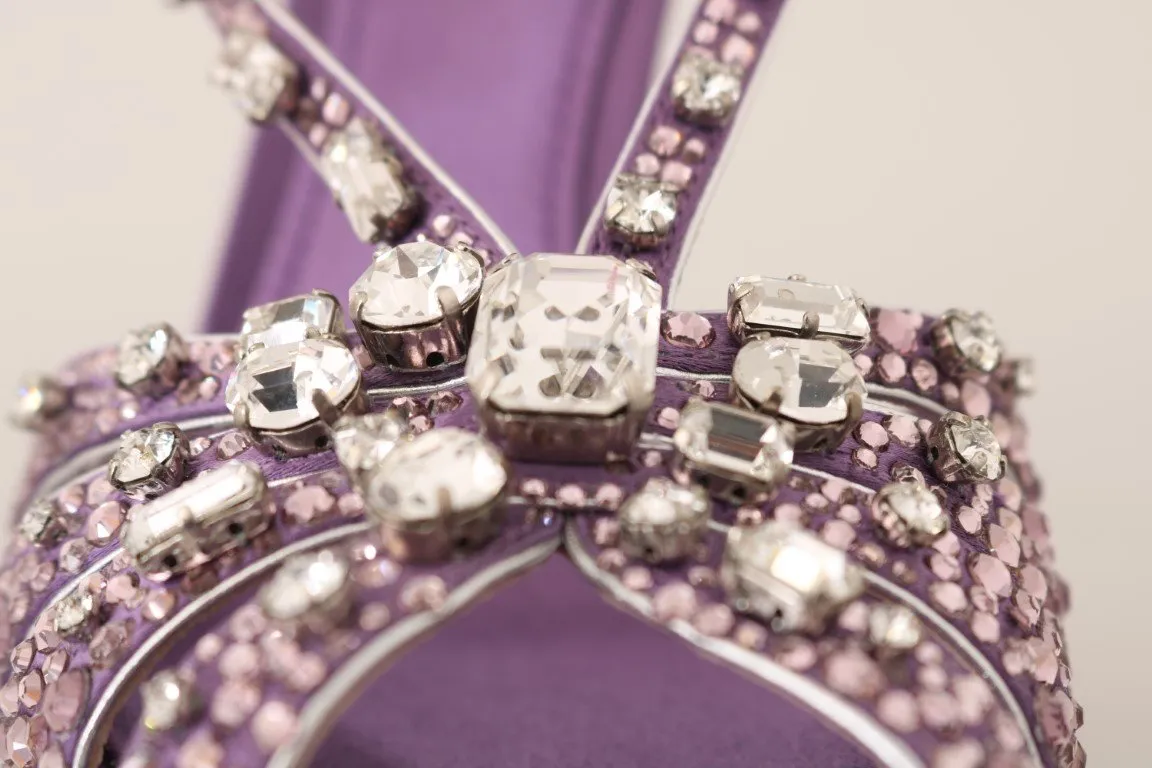 Purple Silk Crystal Strass Sandals