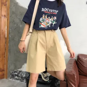 "KHAKI / BLACK LOOSE HIGH WAIST" SHORTS K090706