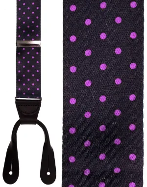"Manhattan" Black & Pink Dots Suspenders