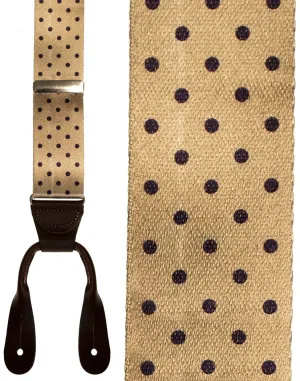 "Manhattan" Khaki & Navy Dots Suspenders