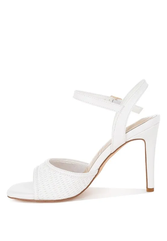 Raffia Charm Ankle Strap Heels