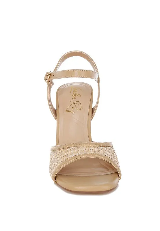 Raffia Charm Ankle Strap Heels