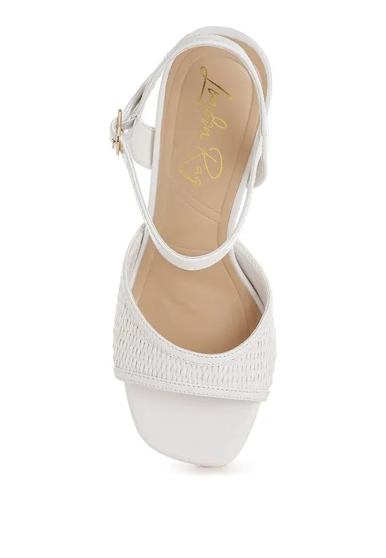Raffia Charm Ankle Strap Heels