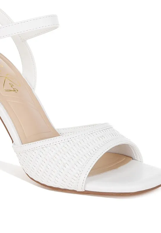 Raffia Charm Ankle Strap Heels