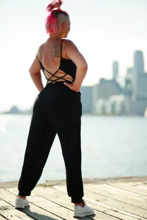 Rave Mom Criss Cross Romper-Black