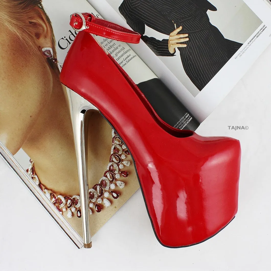 Red Patent Metallic Platform Heels