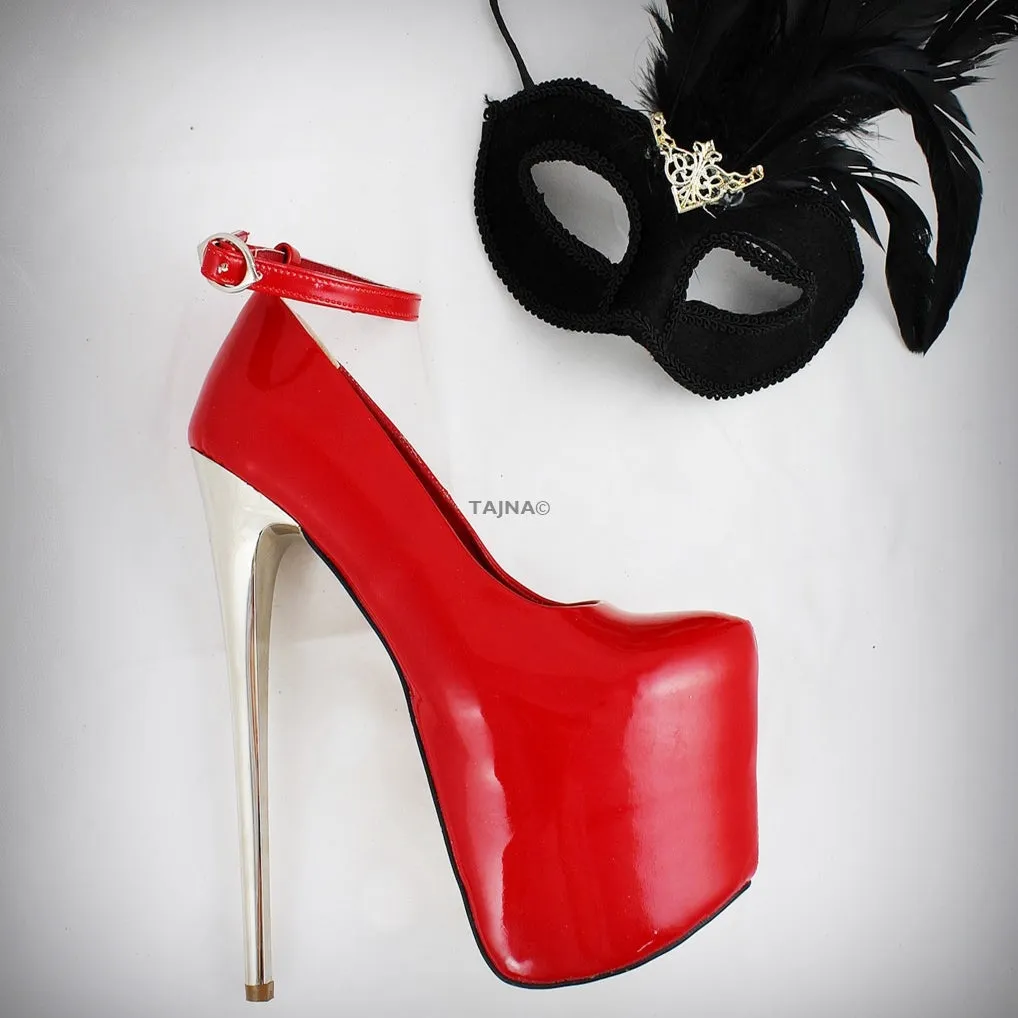 Red Patent Metallic Platform Heels