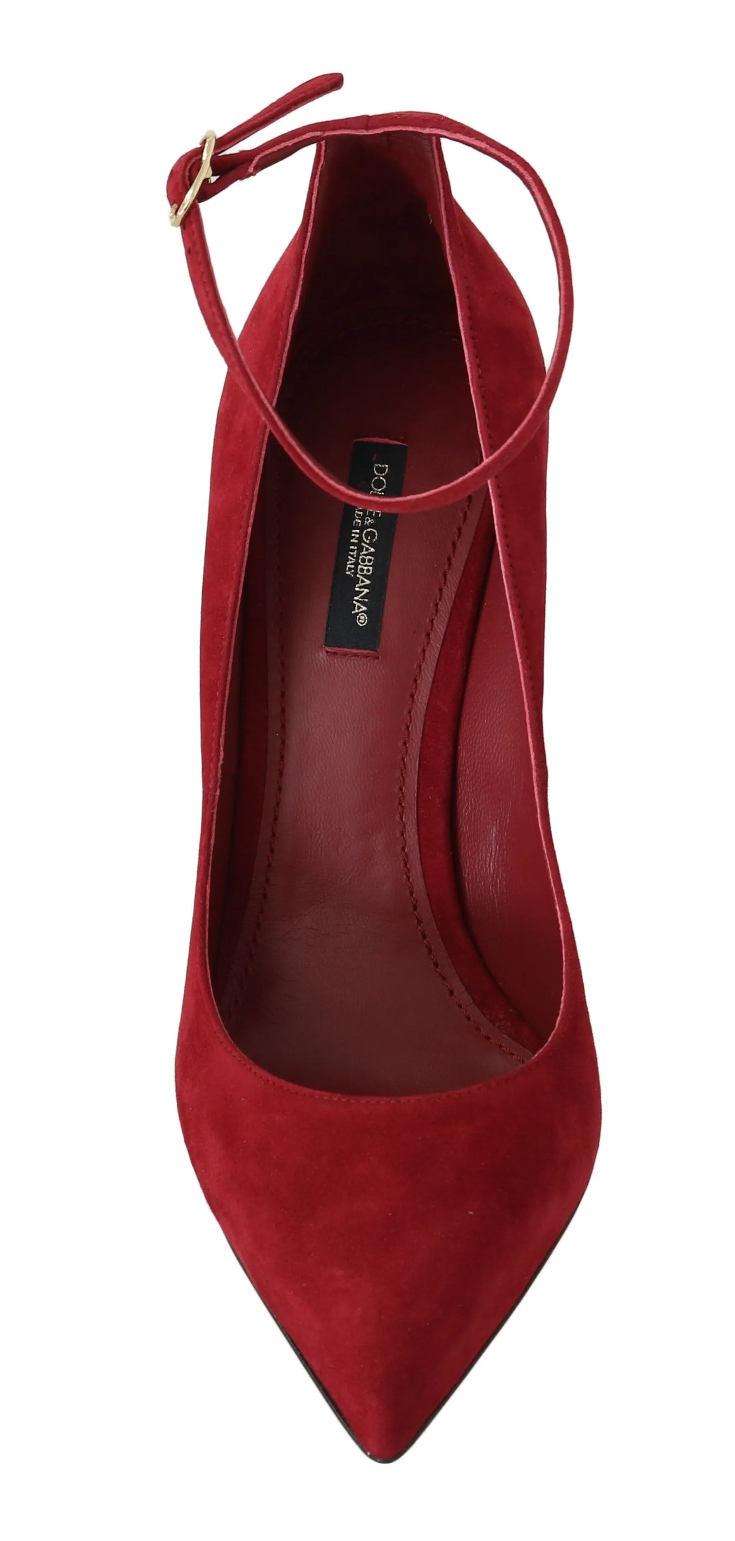 Red Suede Ankle Strap Pumps