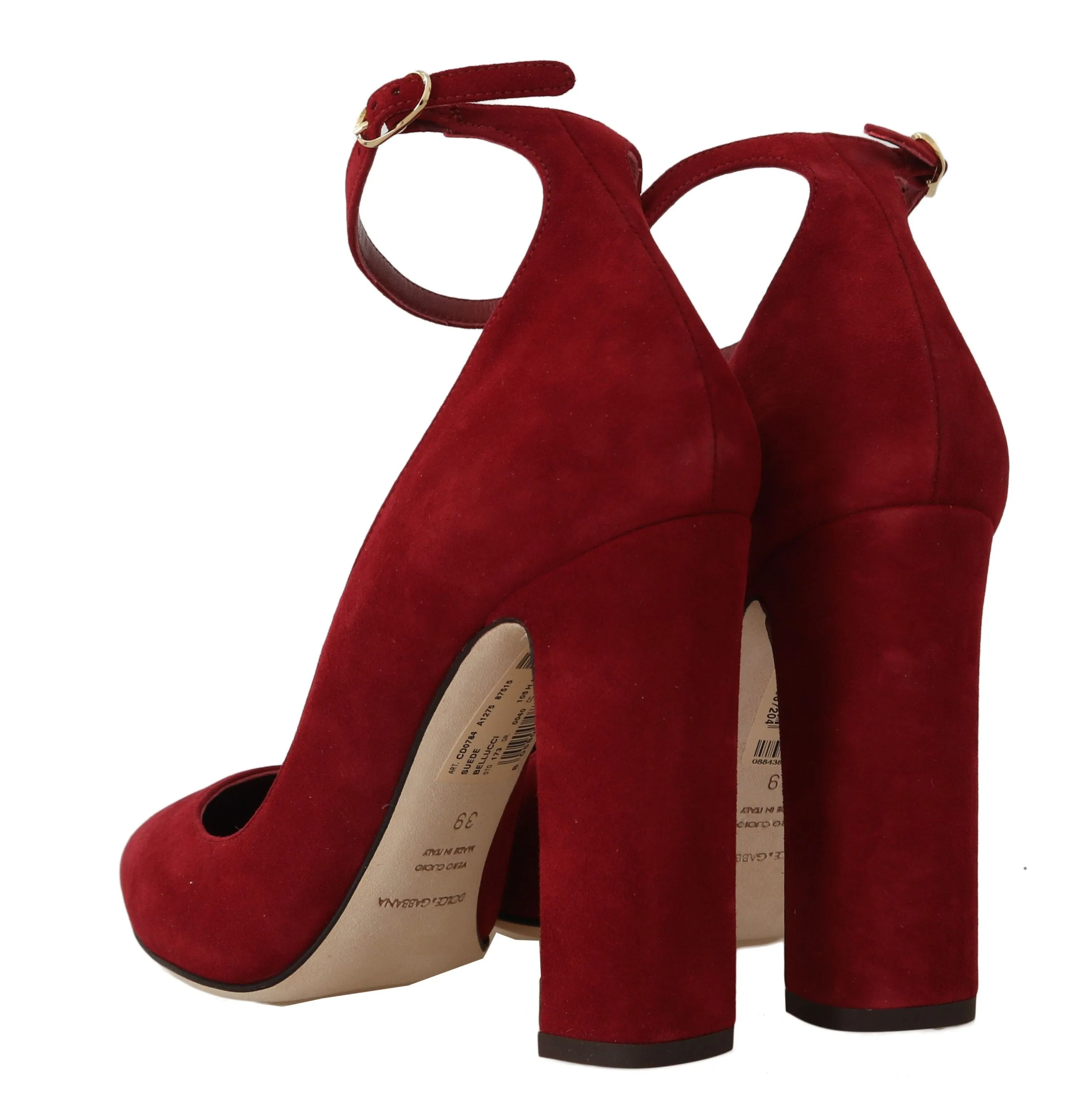 Red Suede Ankle Strap Pumps