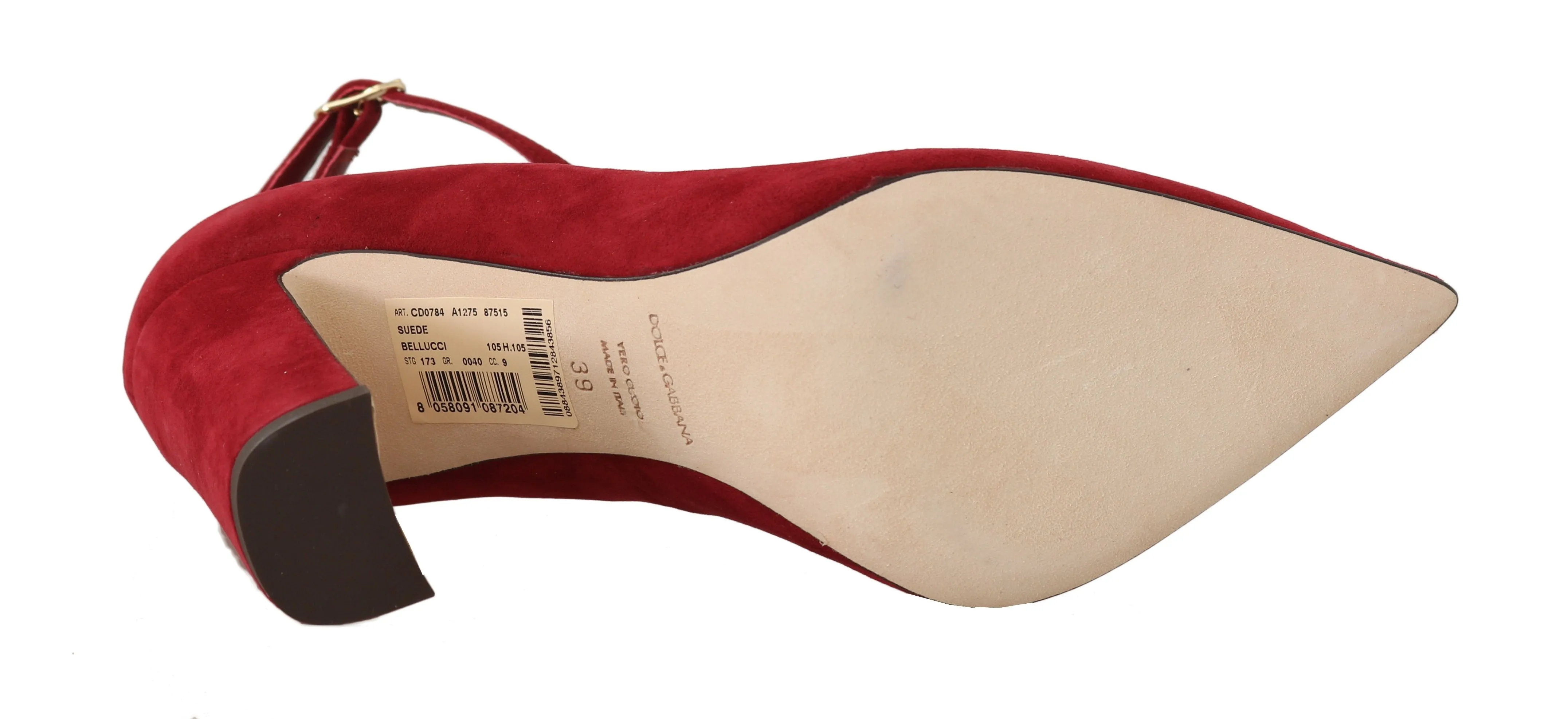 Red Suede Ankle Strap Pumps
