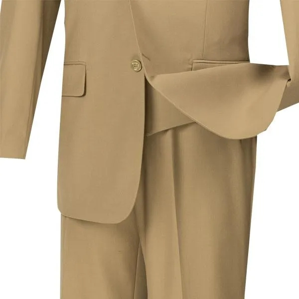 Regular Fit 3 Piece Suit 2 Button (Khaki) V2TR