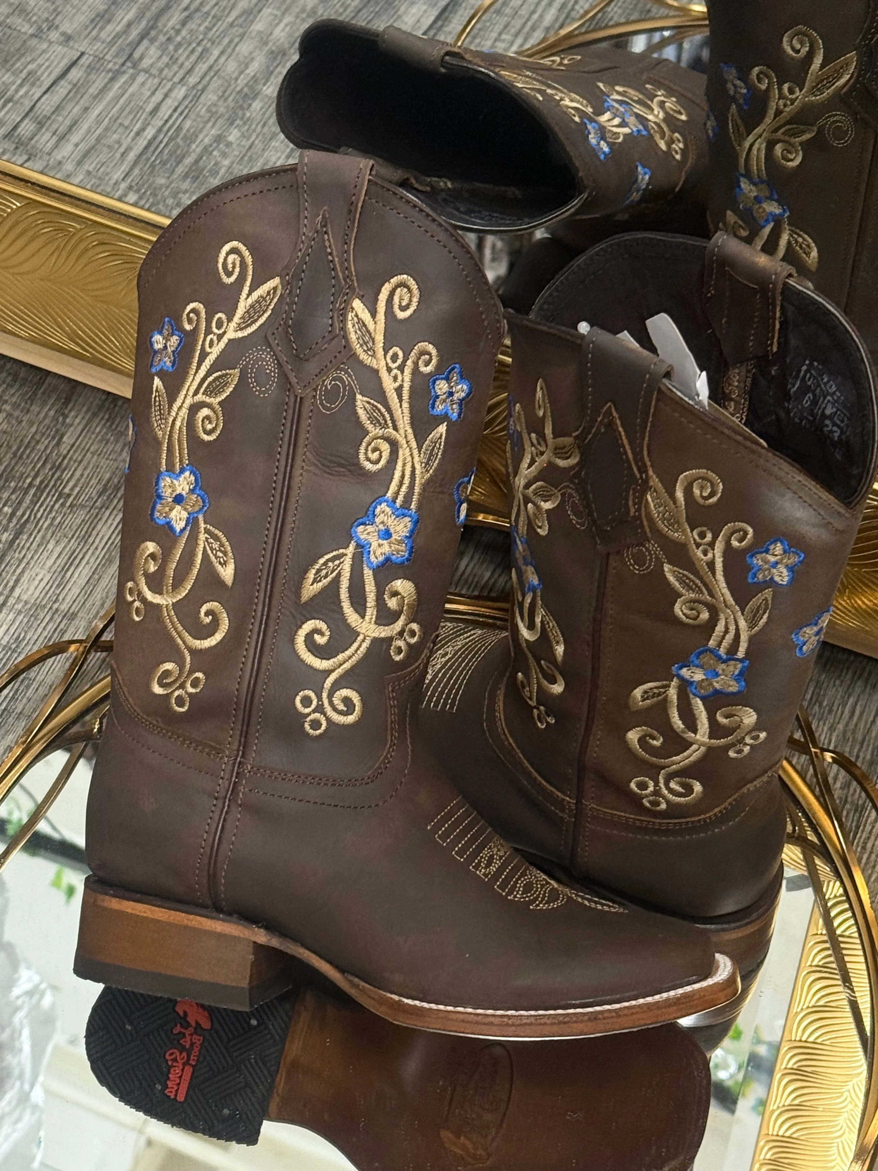 Reina | Womens Brown Square Toe Boots