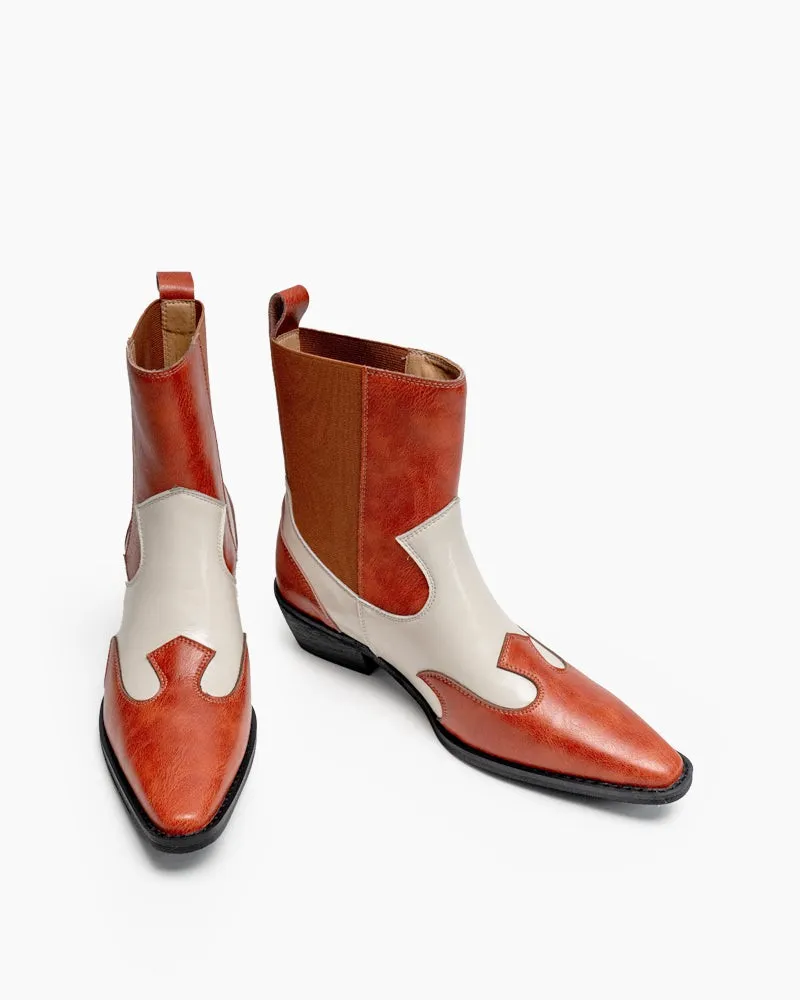 Retro Genuine Leather Belt Buckle Ankle Boots