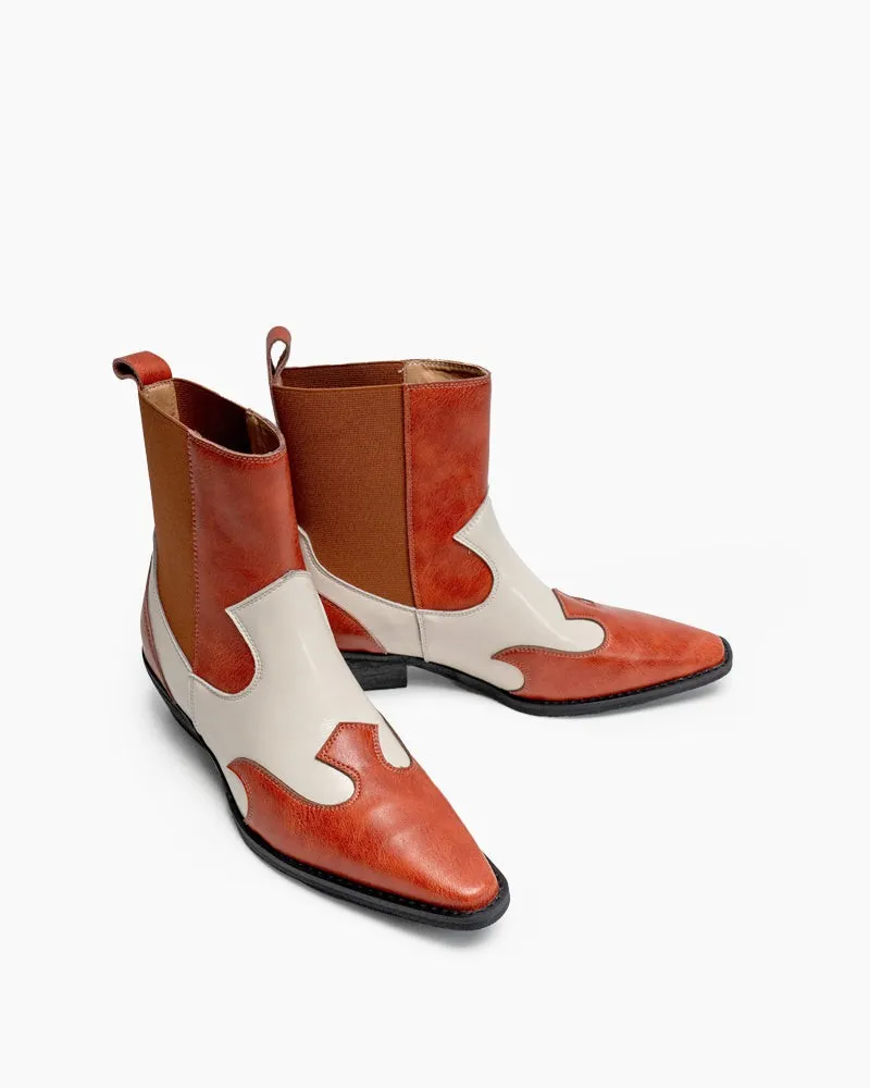Retro Genuine Leather Belt Buckle Ankle Boots