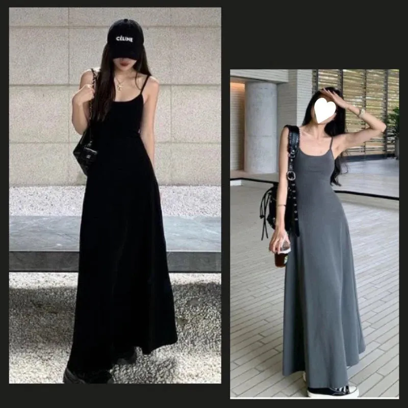 Retro Spaghetti Strap Midi Dress for Women
