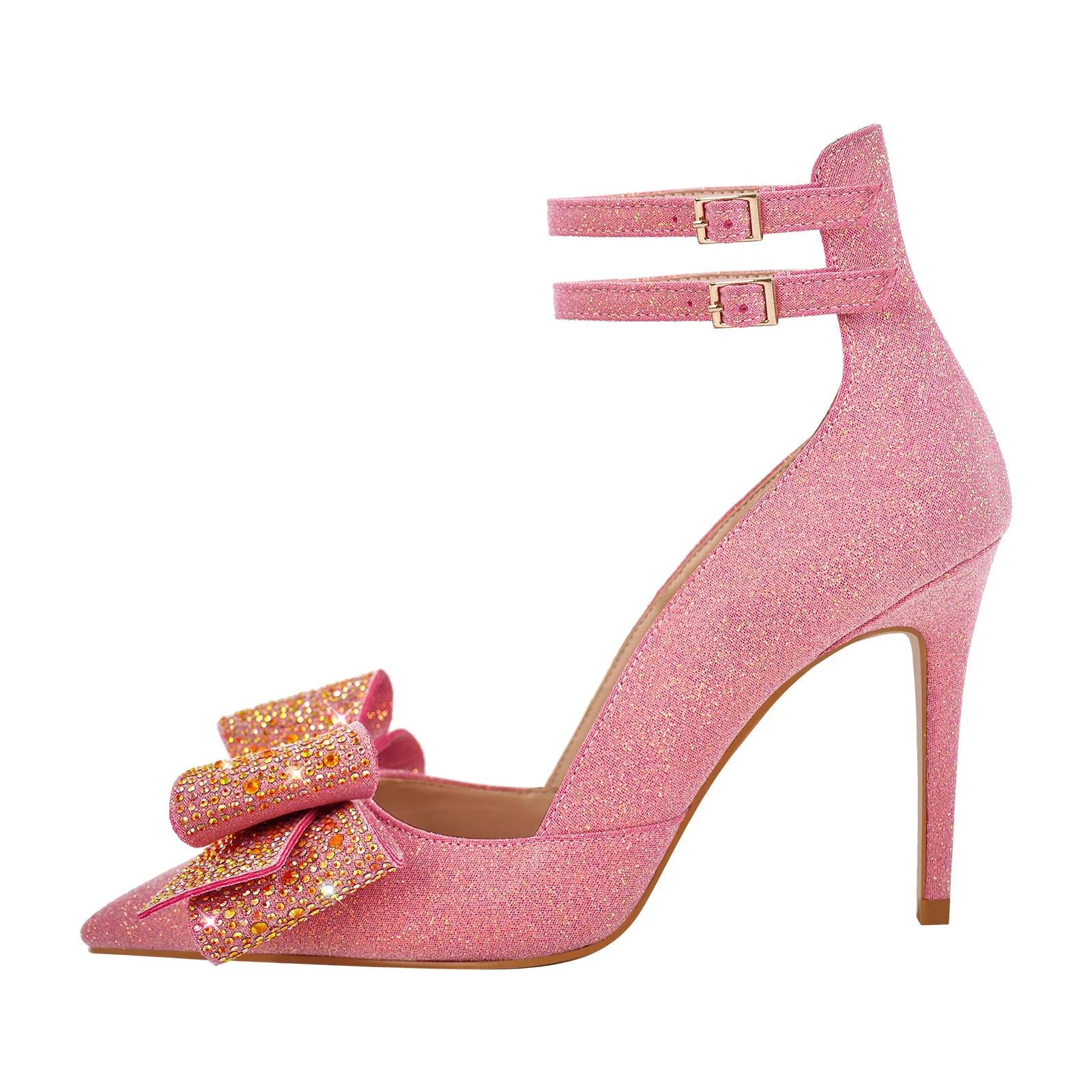 Rhinestone Bow Pointed Toe Stiletto Pumps