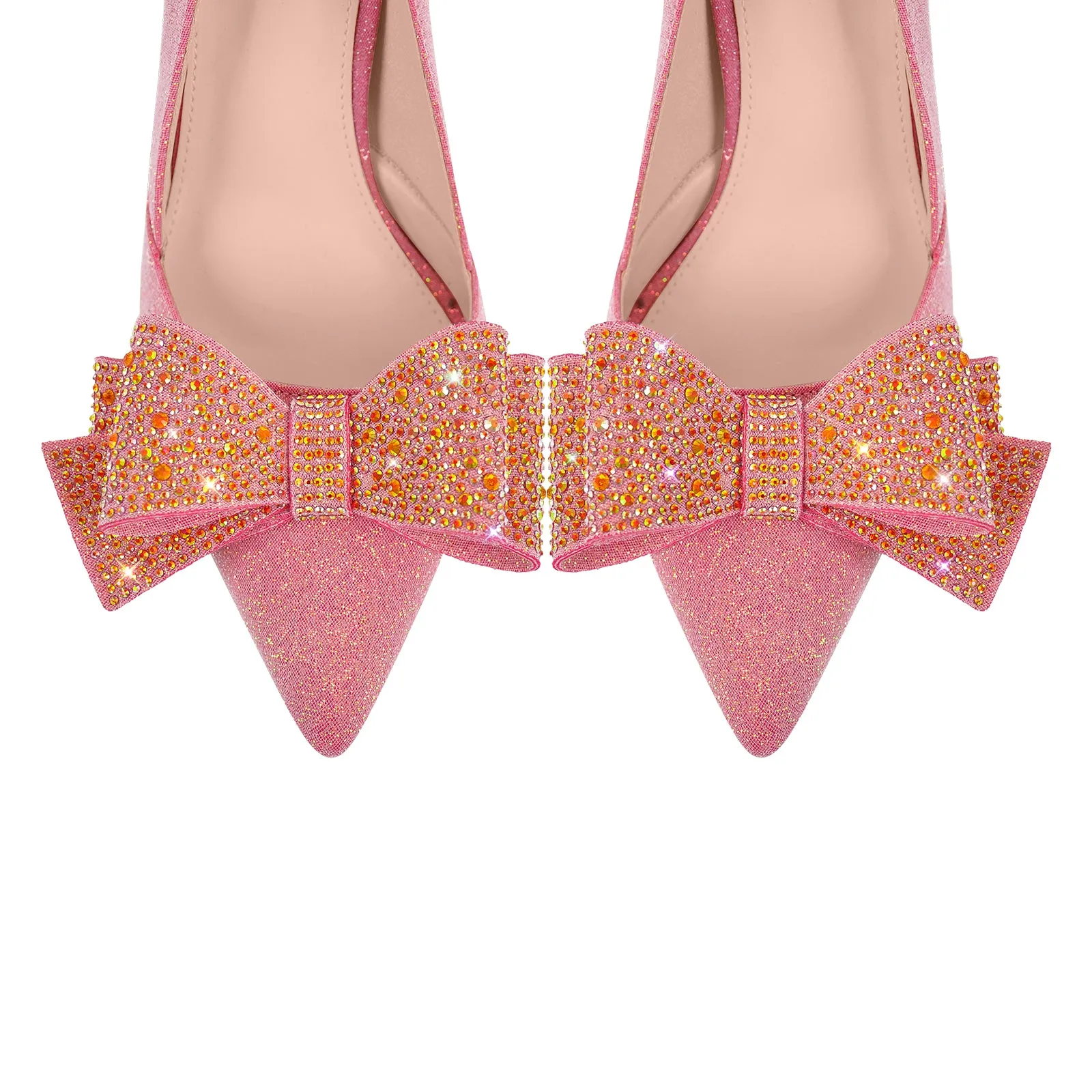 Rhinestone Bow Pointed Toe Stiletto Pumps