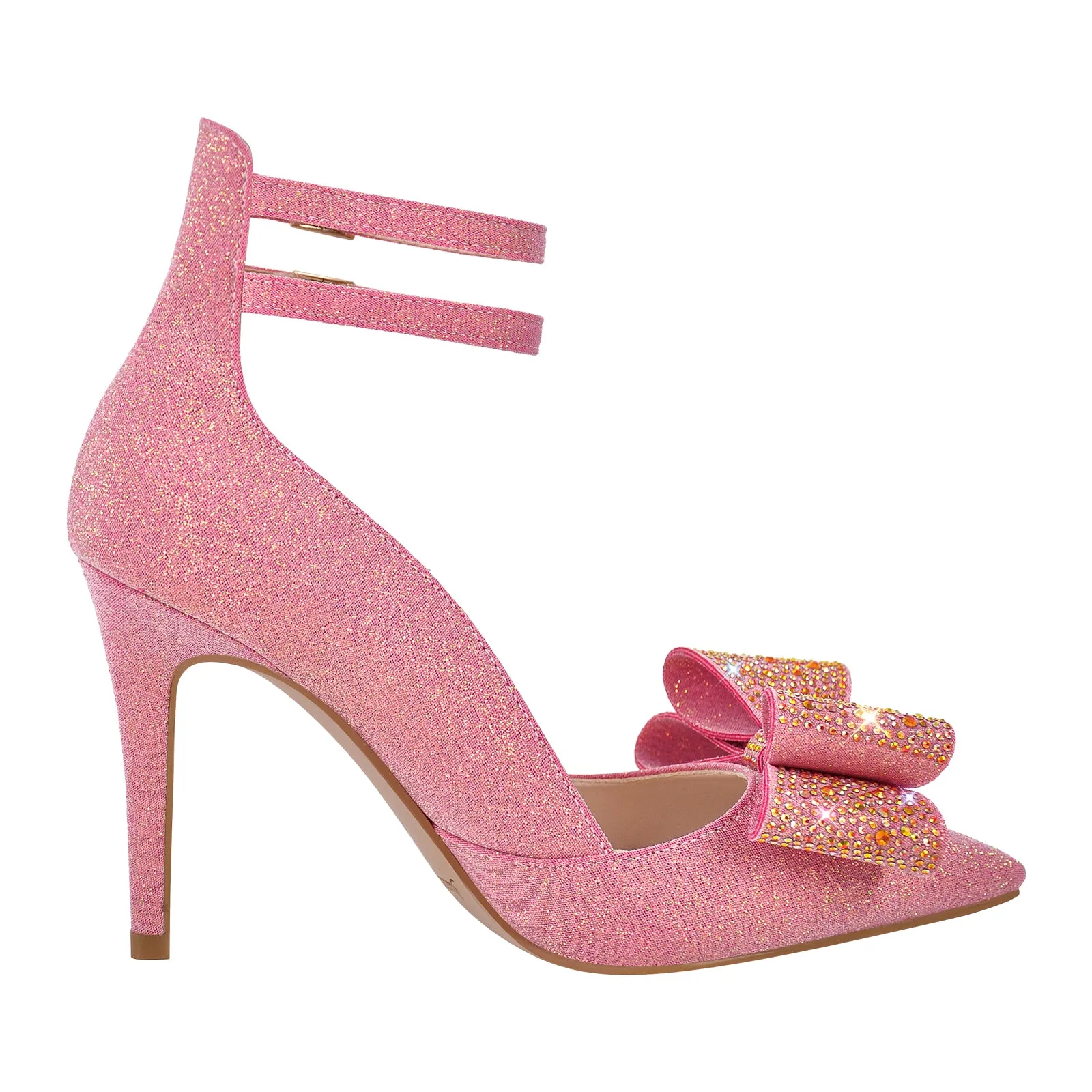 Rhinestone Bow Pointed Toe Stiletto Pumps