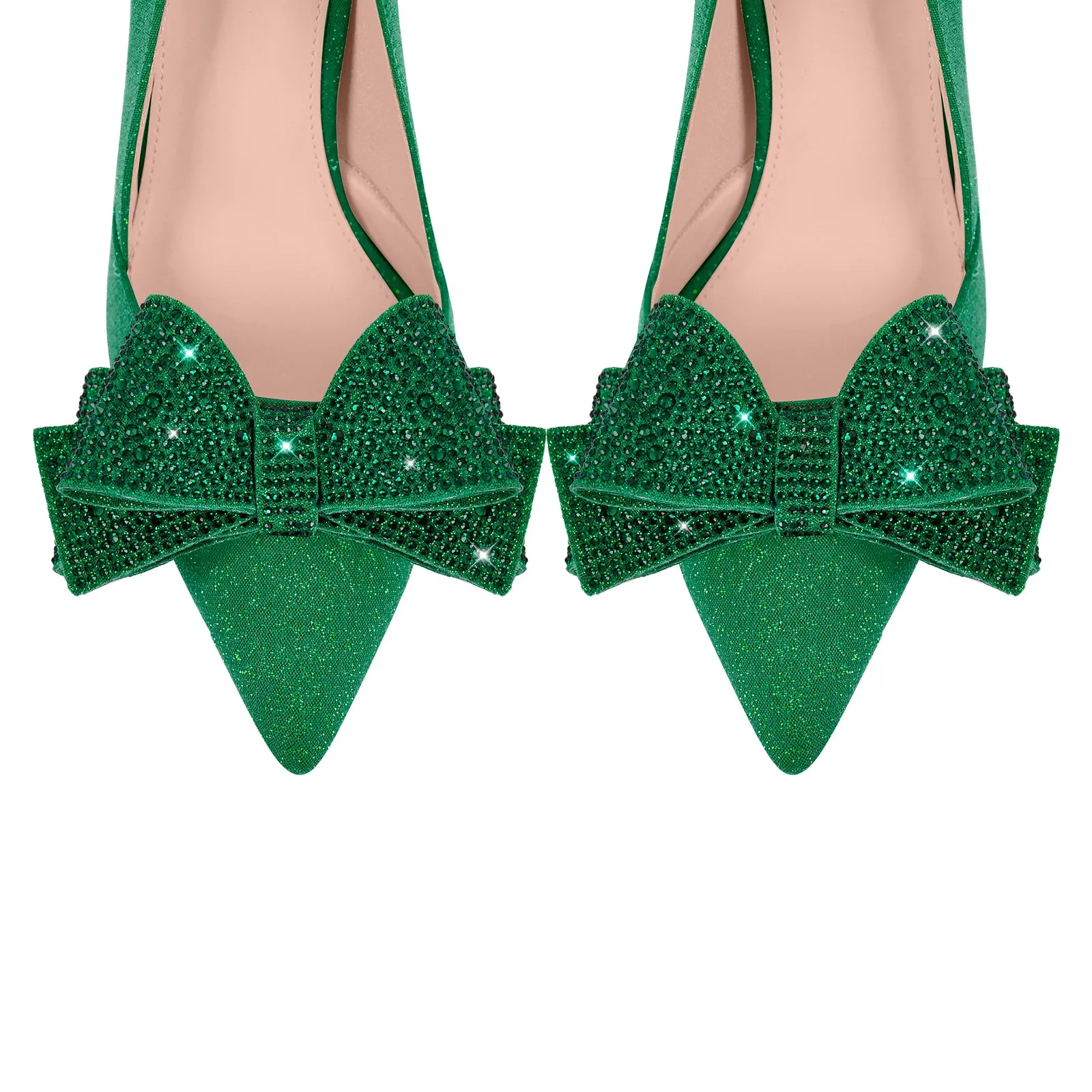 Rhinestone Bow Pointed Toe Stiletto Pumps