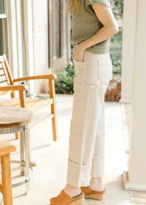 Risen Creamy Cropped Cargo Jeans