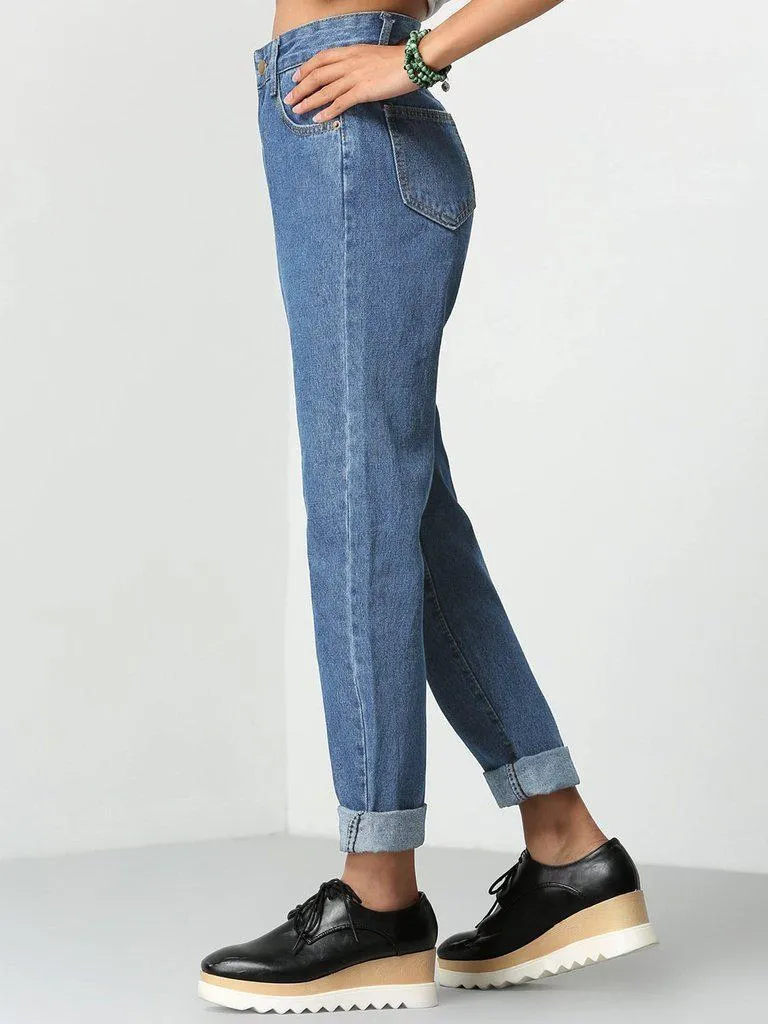 Rolled Up Mom Jeans