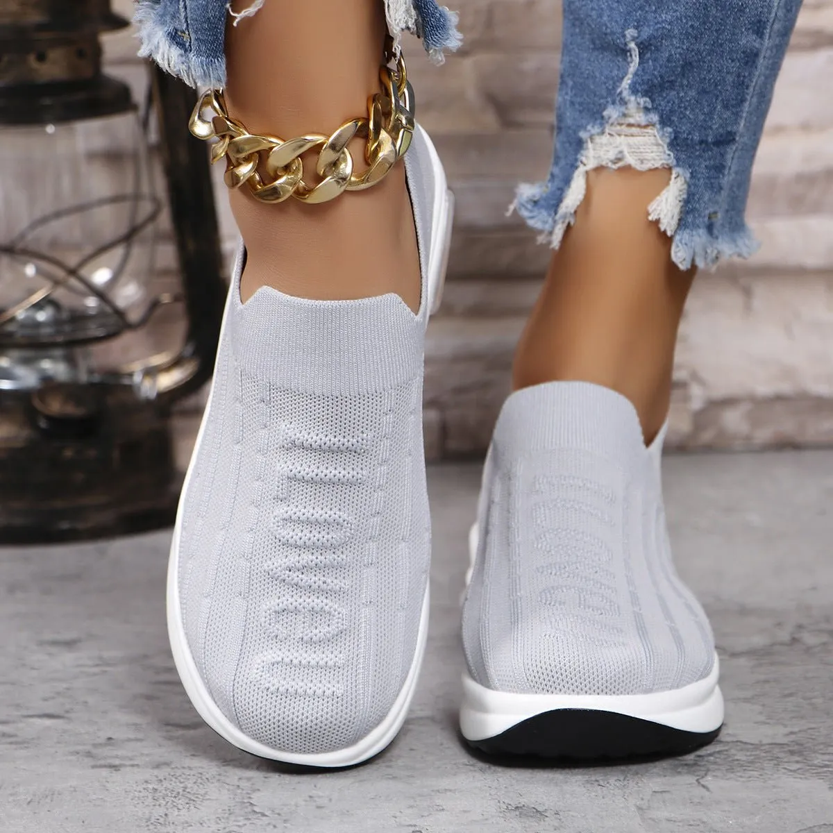 Round Toe Mesh Loafers Slip On