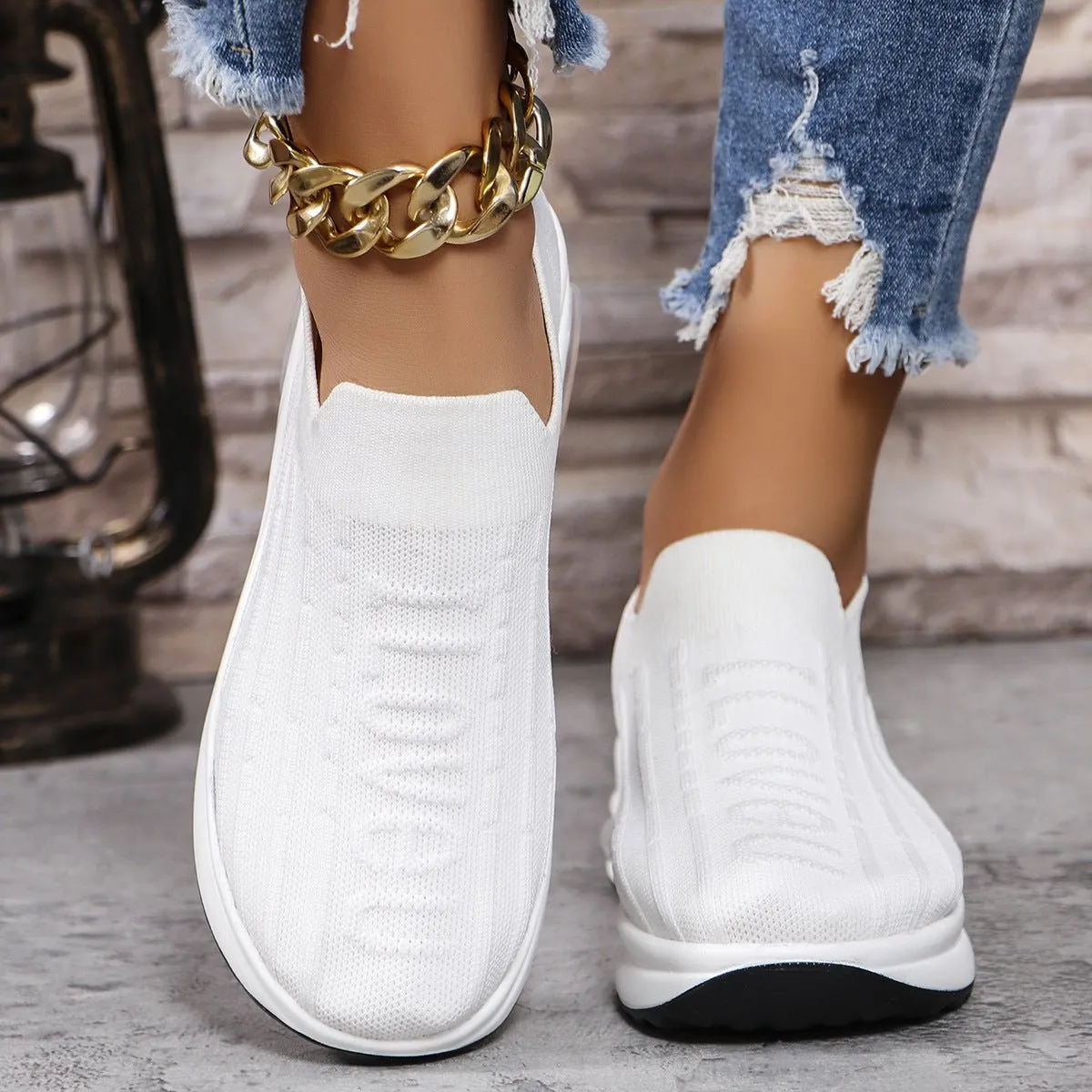 Round Toe Mesh Loafers Slip On