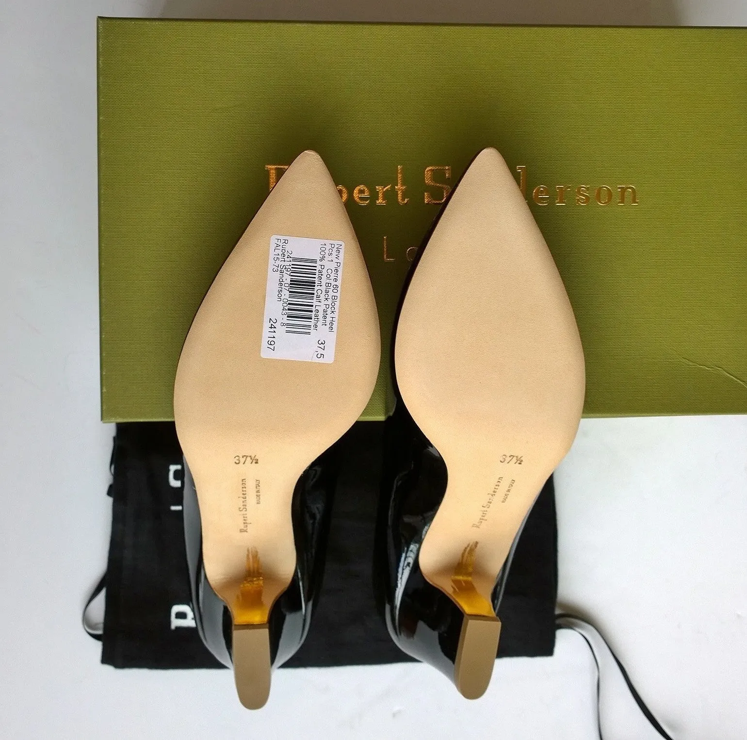 Rupert Sanderson New Pierre Black Patent Leather Heels