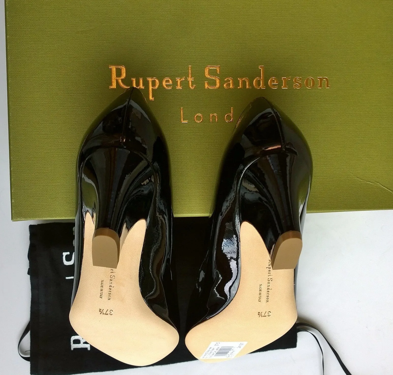 Rupert Sanderson New Pierre Black Patent Leather Heels
