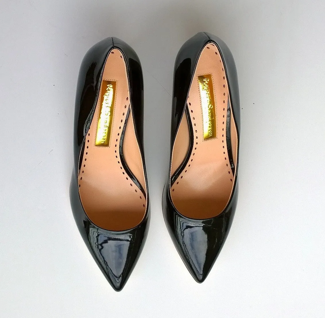 Rupert Sanderson New Pierre Black Patent Leather Heels