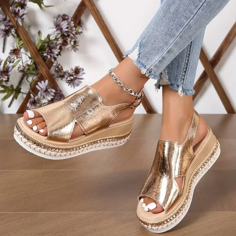 Saffire | Metallic Wedge Chic Sandal