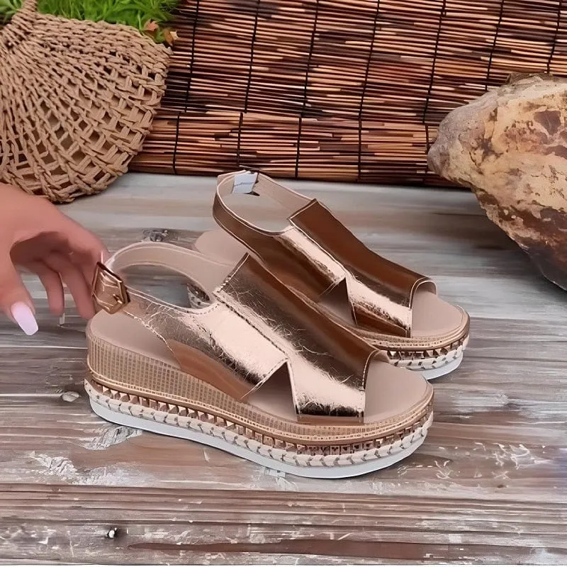 Saffire | Metallic Wedge Chic Sandal