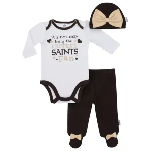 Saints Baby Girls Bodysuit, Pant and Cap Set