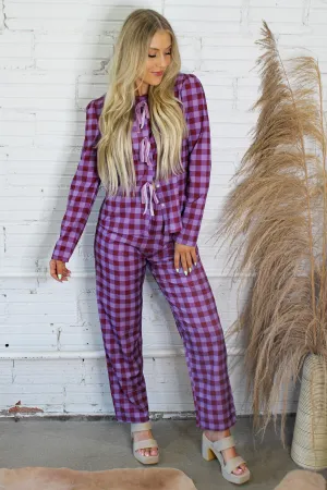 Sangria Pink Plaid Pants