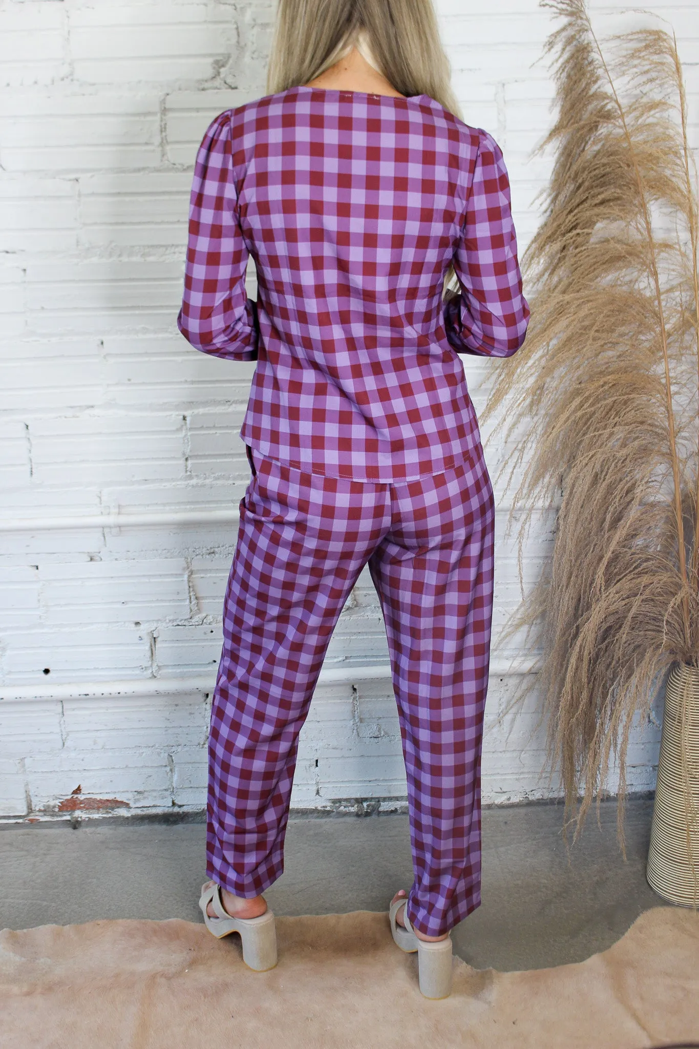 Sangria Pink Plaid Pants