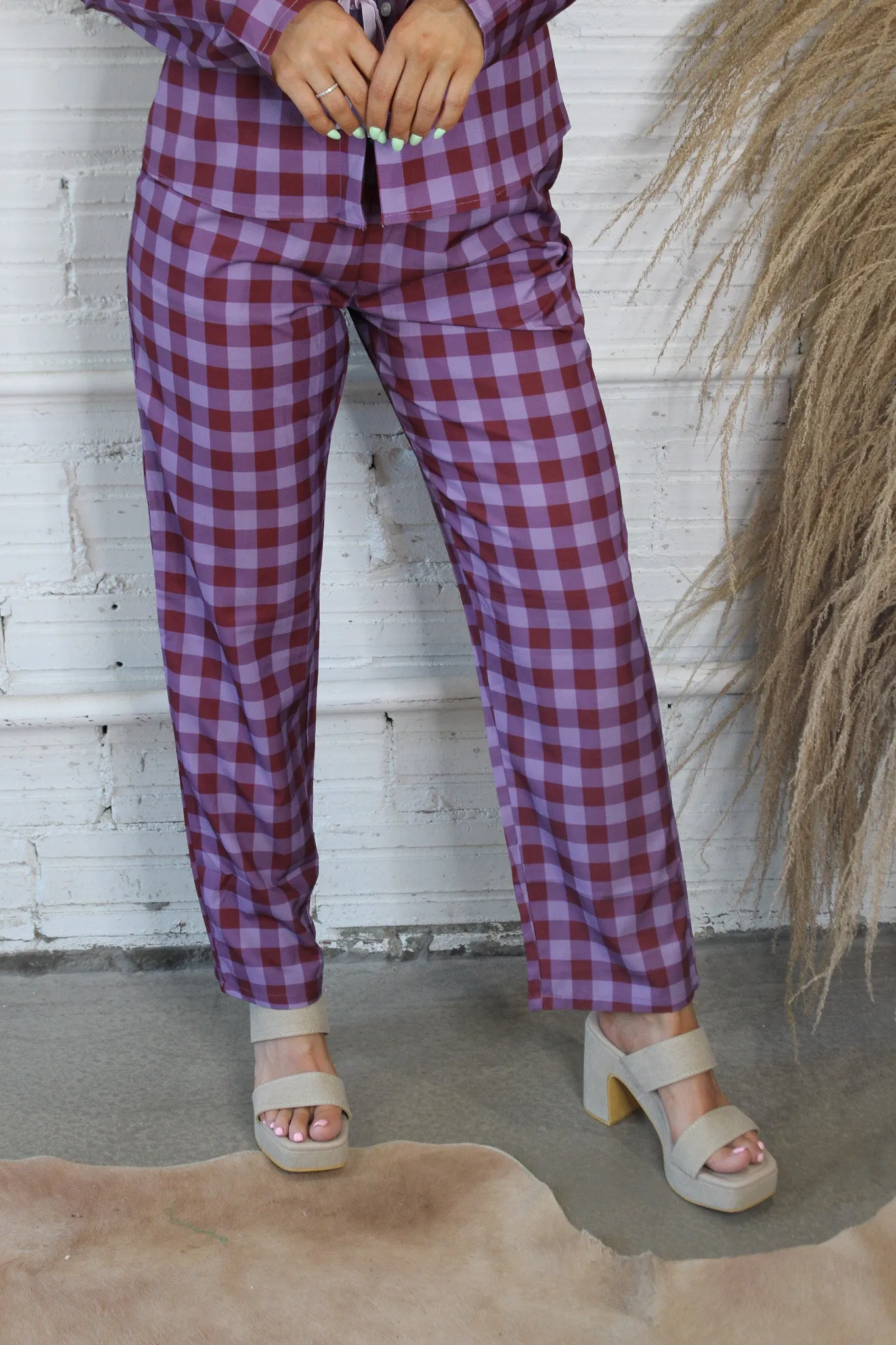 Sangria Pink Plaid Pants