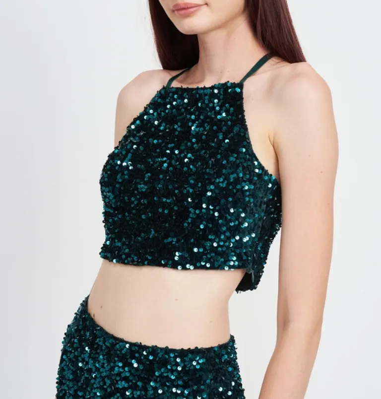 Sequin Cross Back Tank Top